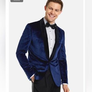 OppoSuits Royal Blue Velvet Tuxedo Jacket Like New Size 44